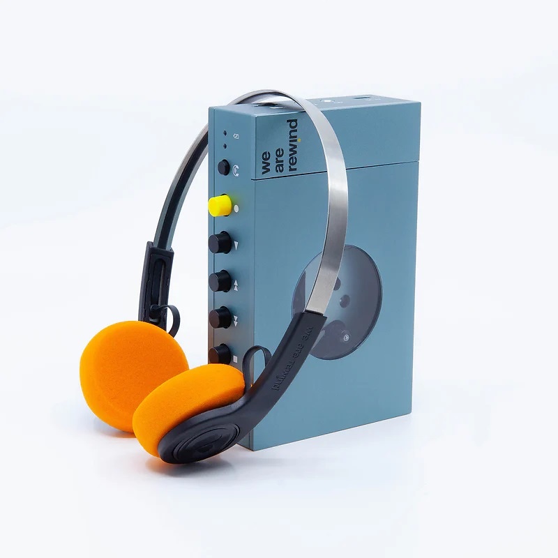 Pack Reproductor de Cassette + Auriculares Bluetooth azul 