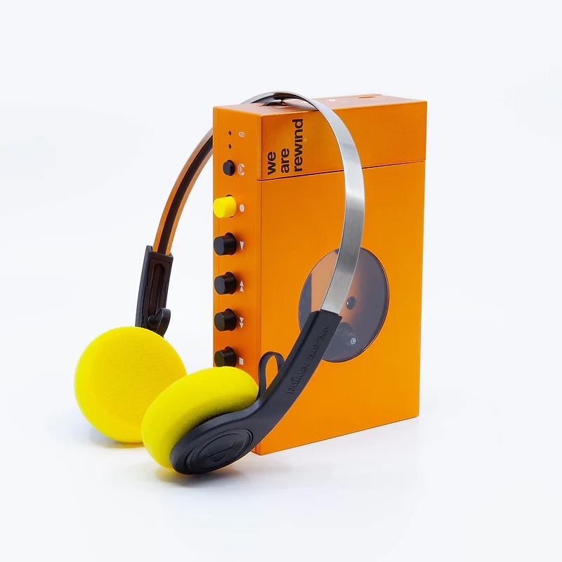 Pack Reproductor de Cassette + Auriculares Bluetooth naranja 