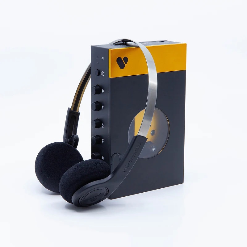 Pack Reproductor de Cassette + Auriculares Bluetooth negro/amarillo 