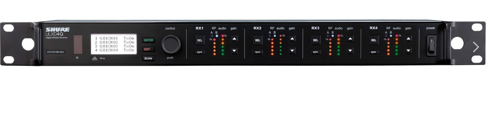 Receptor Digital Cuádruple 1U de rack Shure ULXD4QE Receptor Digital Cuádruple 1U de rack Shure ULXD4QE